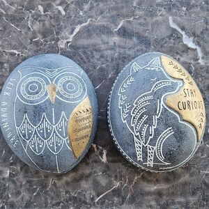 Grasslands Road Fox & Owl accent rock decor wall plaque